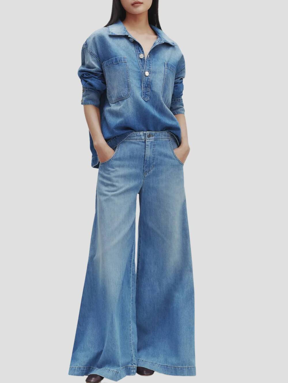 NEW TWP lulu mid-rise wide leg jean in vintage wash